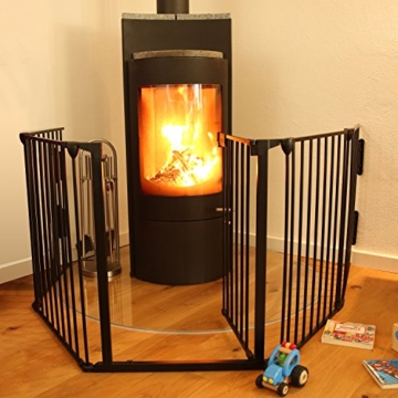 KIDUKU® Kaminschutzgitter Metall Laufgitter Laufstall Absperrgitter Türschutzgitter für Kinder-Sicherung, 310 cm Länge, schwarz - 