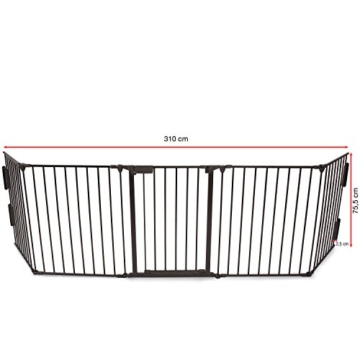 KIDUKU® Kaminschutzgitter Metall Laufgitter Laufstall Absperrgitter Türschutzgitter für Kinder-Sicherung, 310 cm Länge, schwarz - 