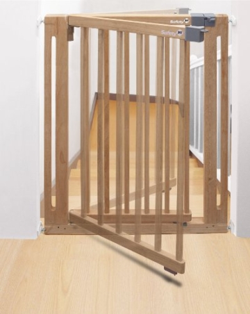 Safety 1st Easy Close Wood Treppenschutzgitter, mit Schwung schließbar, Türschutzgitter zum Klemmen, holz, bis 112 cm verlängerbar - 